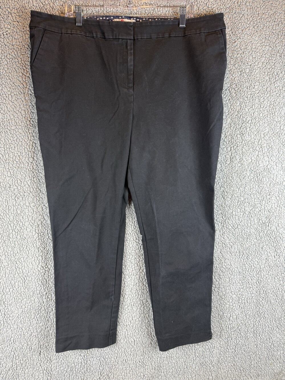 Boden Trousers Womens US 22 Long Black Cotton Pants Formal Smart